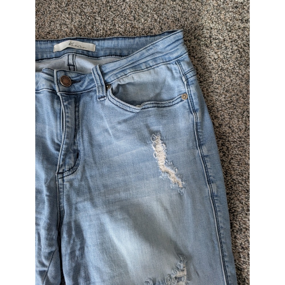 KanCan Light Wash Distressed Skinny‎ Jeans Raw Hem Size 28 W9 - Picture 4 of 7